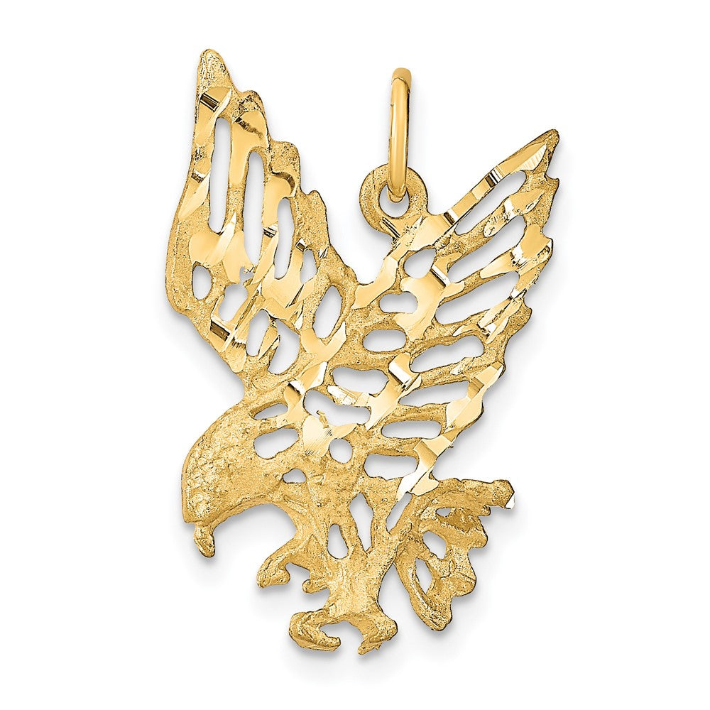 10k Yellow Gold 16 mm Solid Diamond-cut Eagle Charm (1.71 grams)