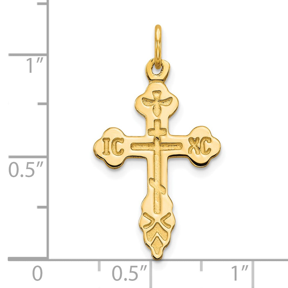 10k Yellow Gold 17 mm Eastern Orthodox Cross Charm (0.88 grams)