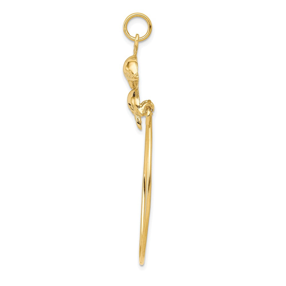 10k Yellow Gold 26 mm Double Dolphin Charm Holder (2.16 grams)