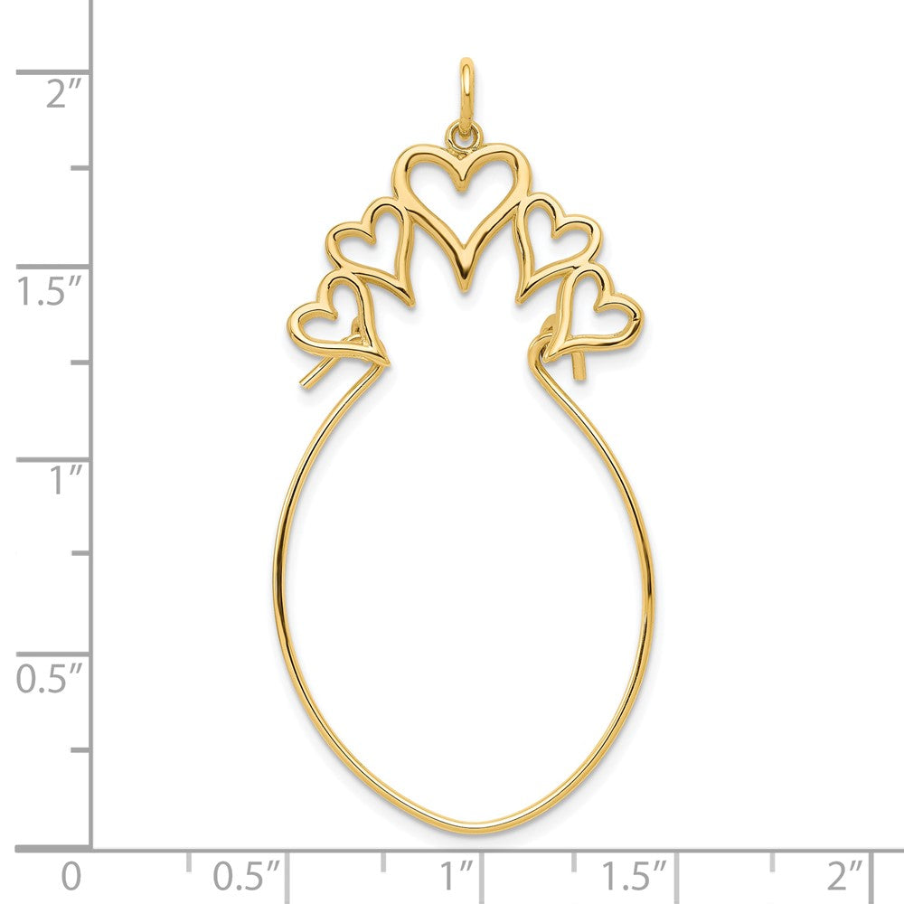 10k Yellow Gold 25 mm 5 Hearts Charm Holder (1.65 grams)