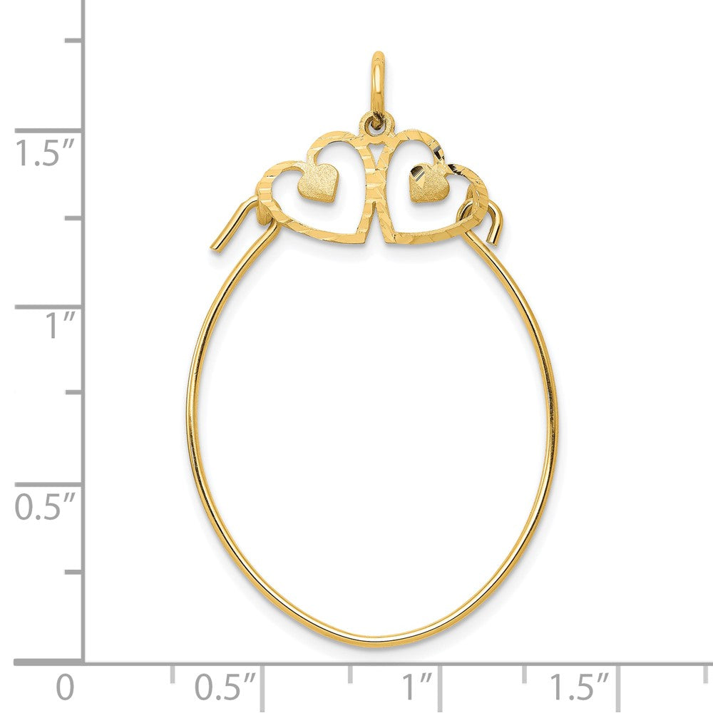 10k Yellow Gold 26 mm Double Heart Charm Holder (0.87 grams)