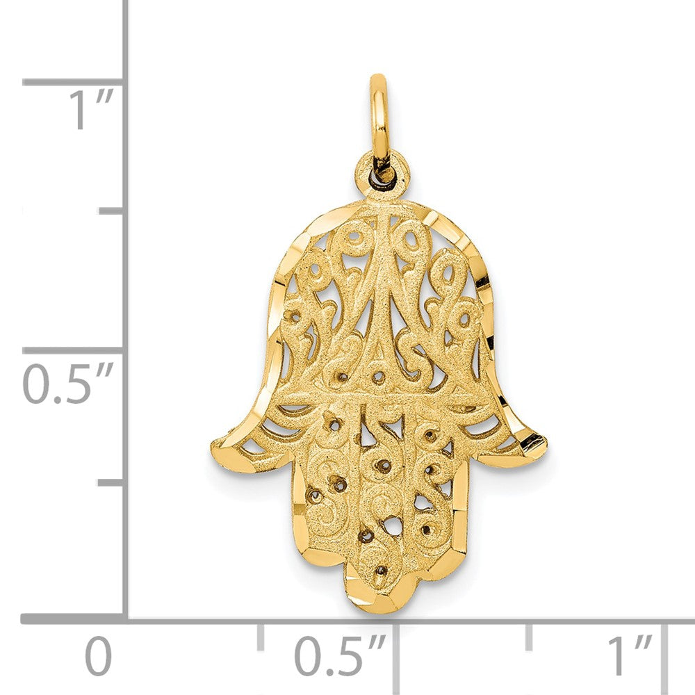 10k Yellow Gold 16 mm Filigree Chamseh Charm (1.48 grams)