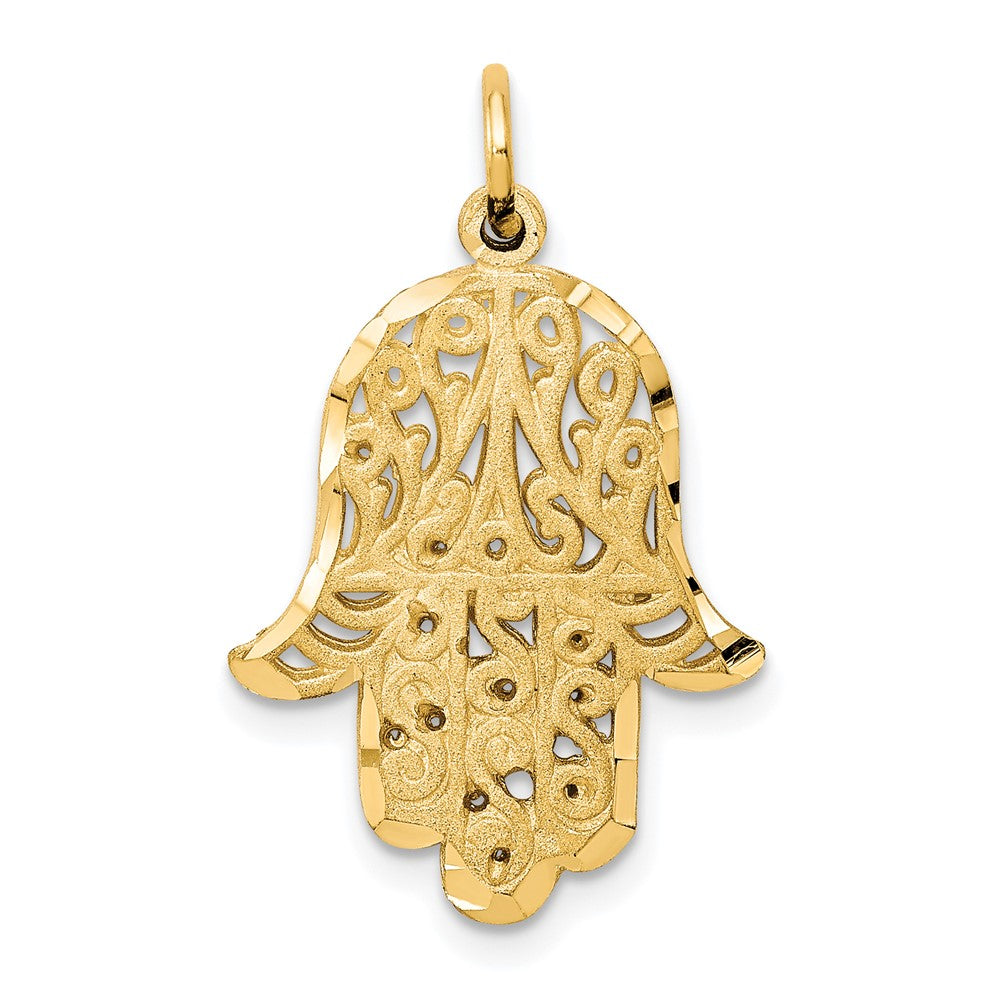 10k Yellow Gold 16 mm Filigree Chamseh Charm (1.48 grams)