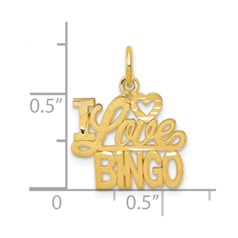 10k Yellow Gold 16 mm I LOVE BINGO Charm (0.78 grams)