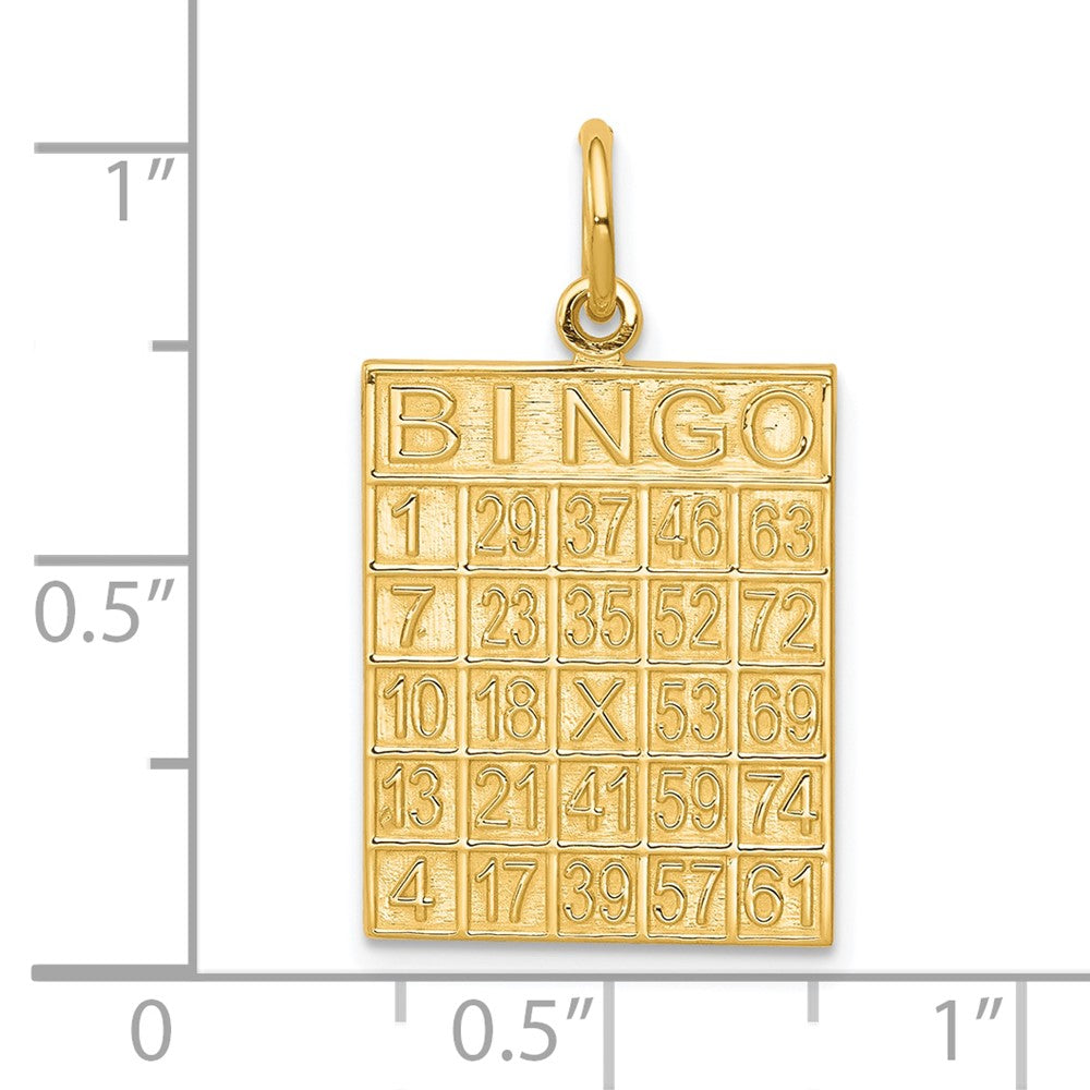 10k Yellow Gold 15 mm Solid Bingo Card Charm (1.79 grams)