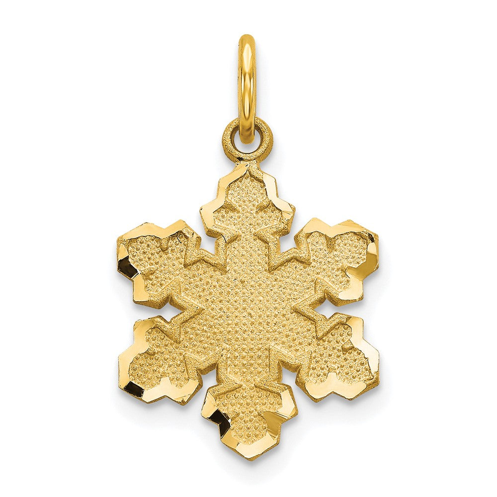 10k Yellow Gold 22 mm Solid Satin Snowflake Charm (0.84 grams)