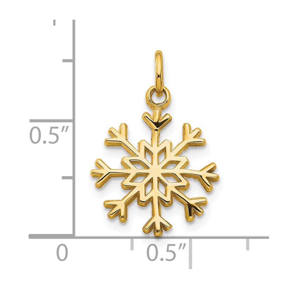 10k Yellow Gold 21 mm Solid Polished Snowflake Charm (0.78 grams)