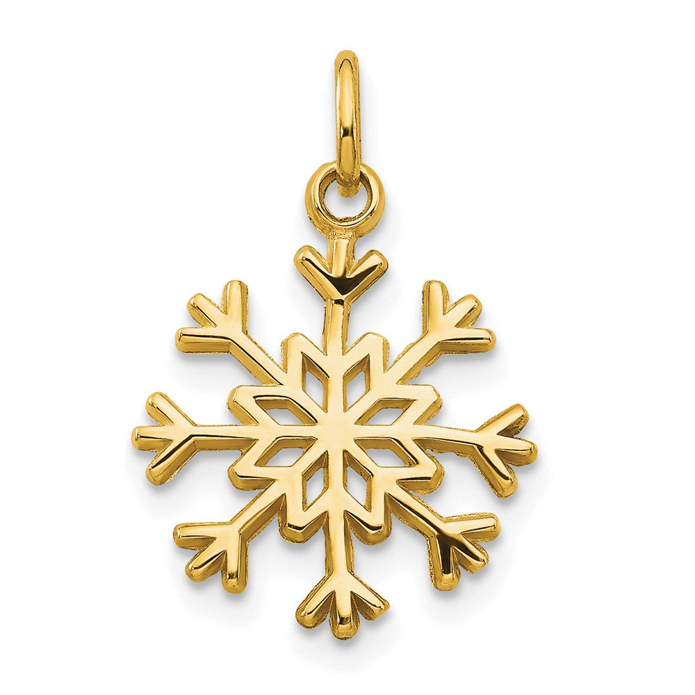 10k Yellow Gold 21 mm Solid Polished Snowflake Charm (0.78 grams)