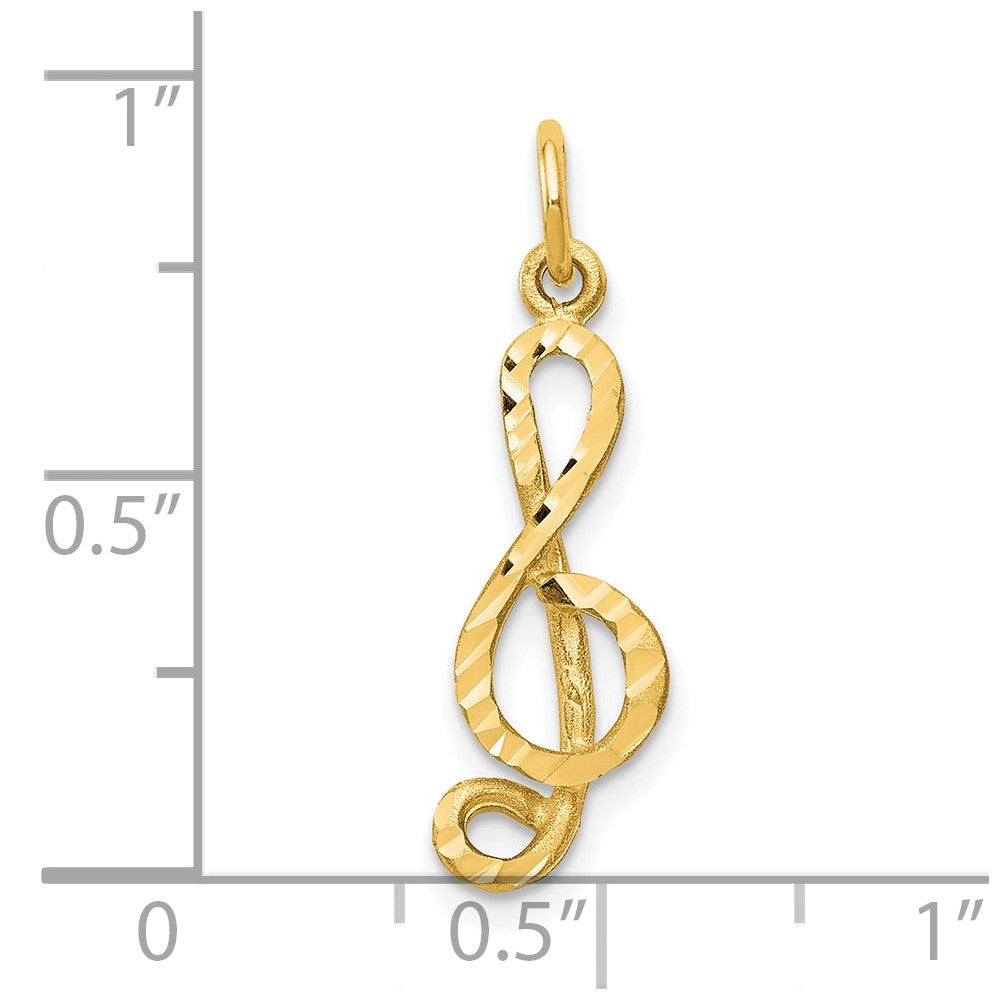 10k Yellow Gold 7 mm Medium Solid Treble Clef Charm (0.6 grams)
