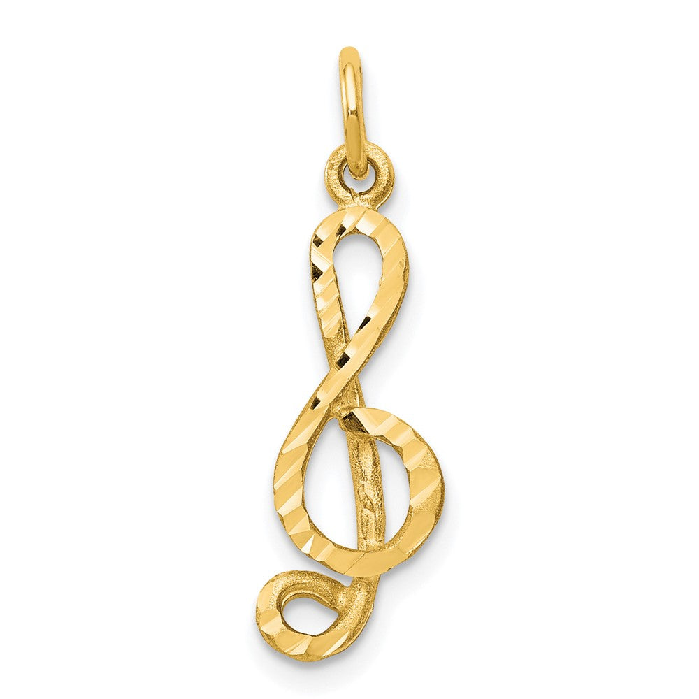 10k Yellow Gold 7 mm Medium Solid Treble Clef Charm (0.6 grams)