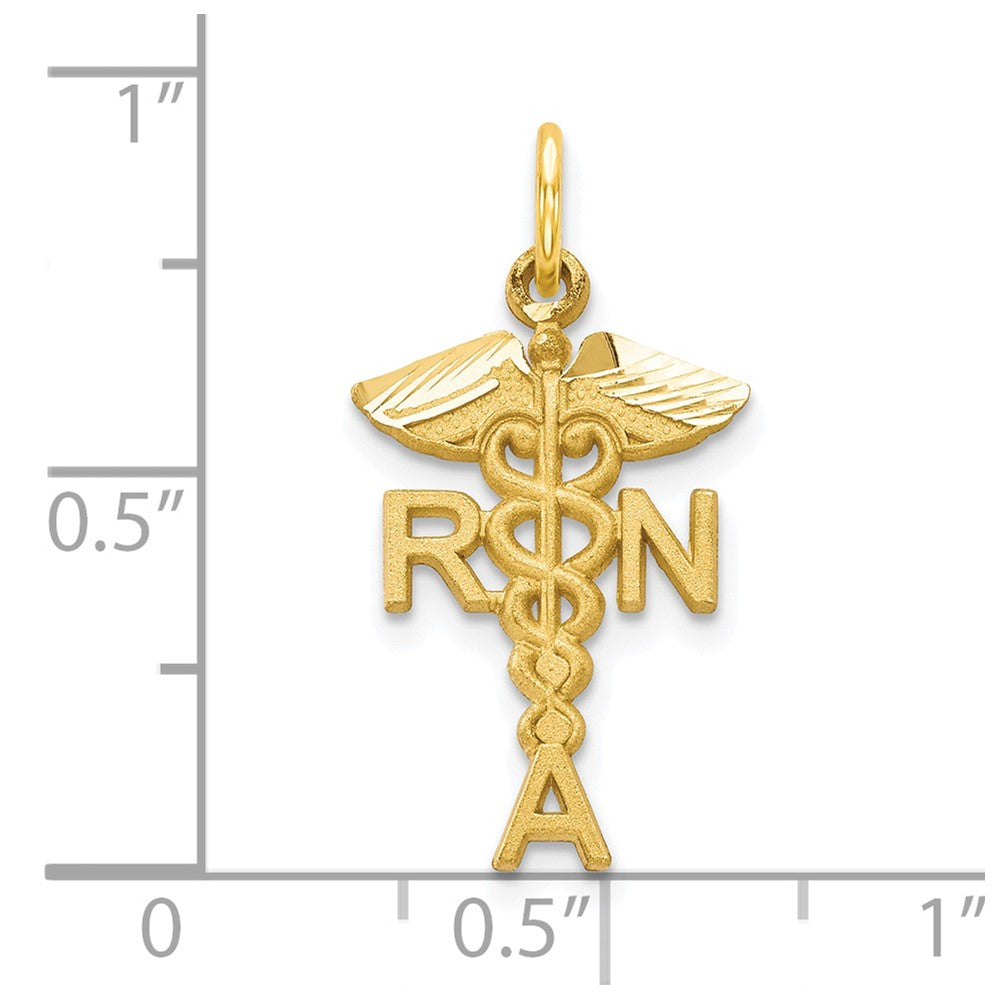 10k Yellow Gold 11 mm Solid Registered Nurse Charm (0.68 grams)