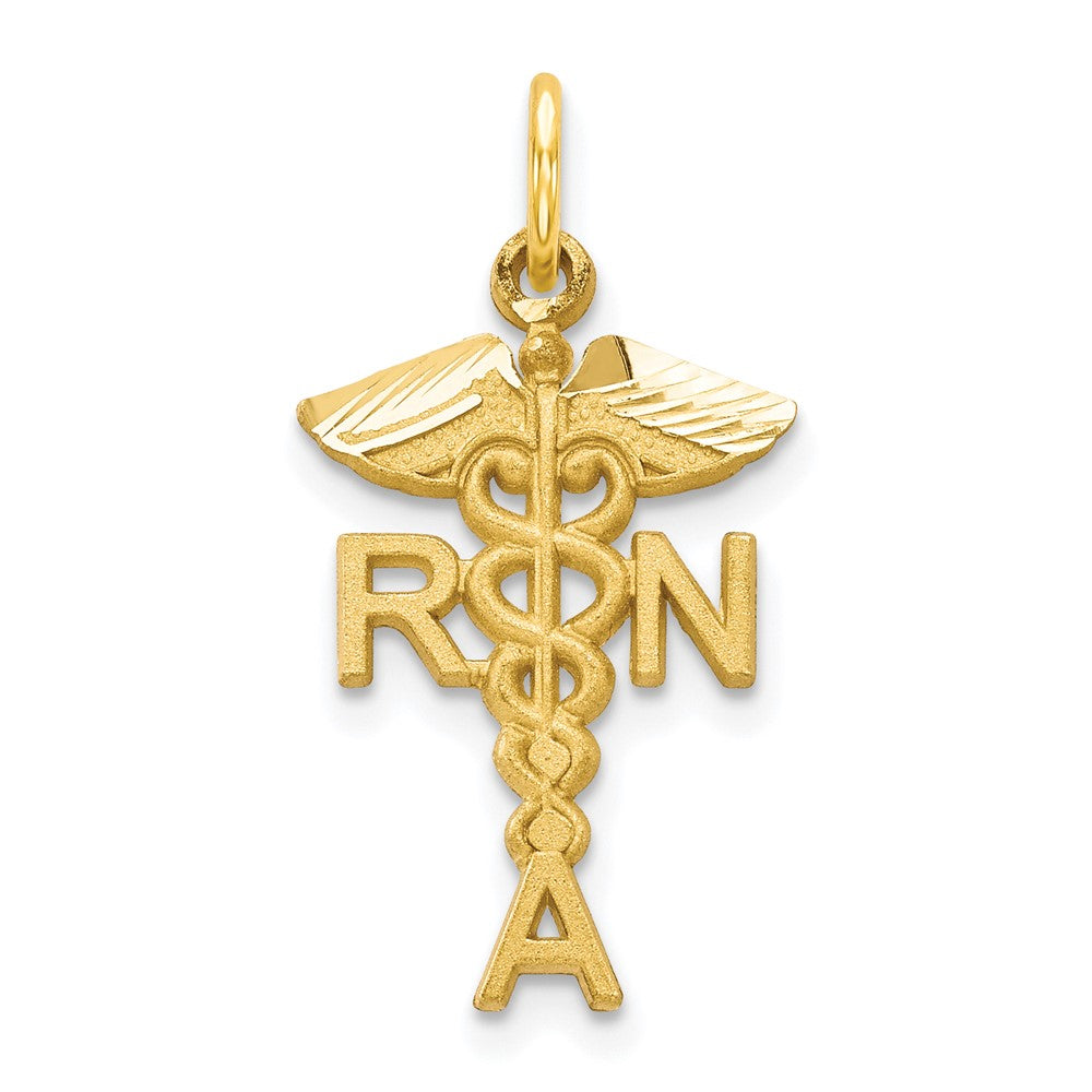 10k Yellow Gold 11 mm Solid Registered Nurse Charm (0.68 grams)