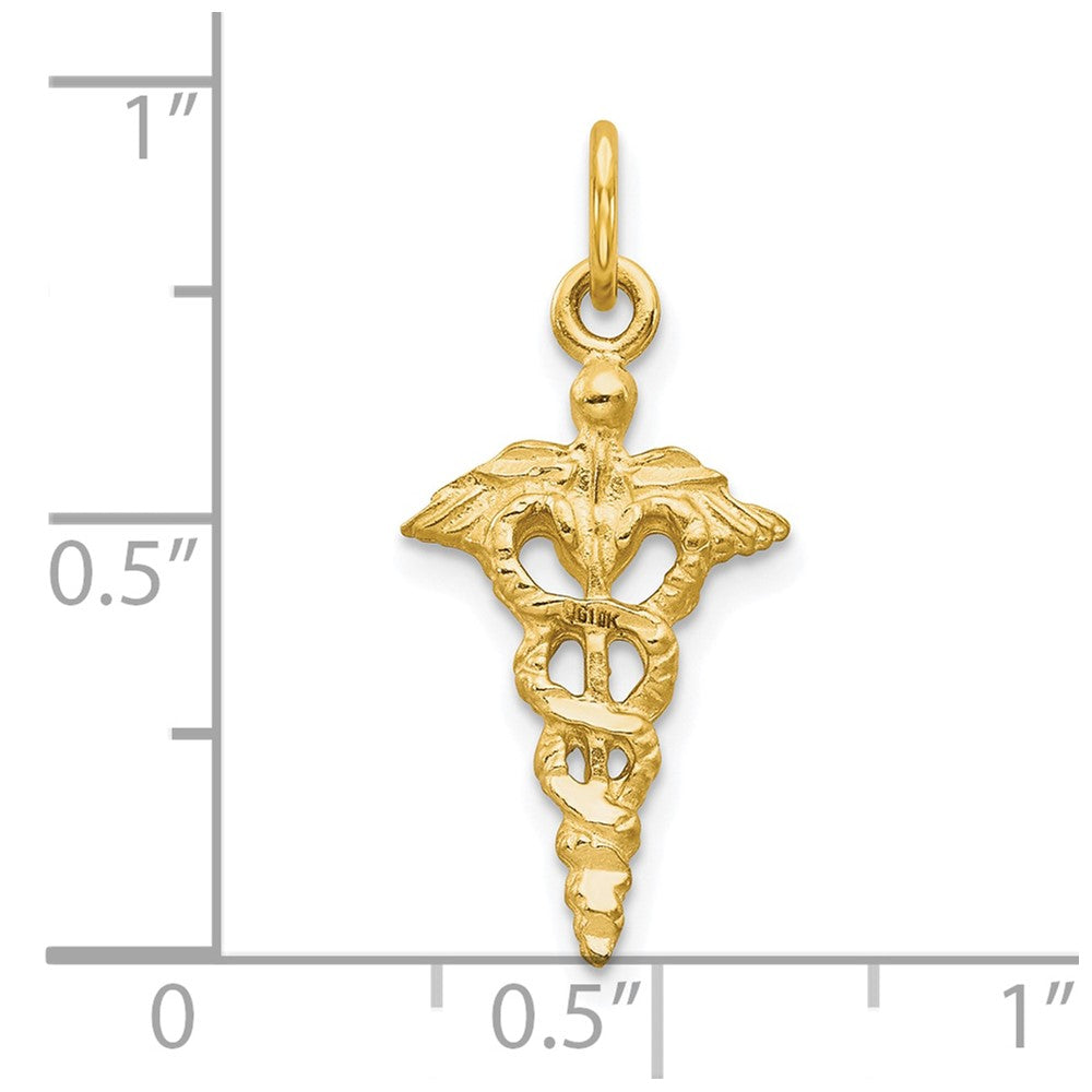 10k Yellow Gold 11 mm Solid Caduceus Charm (0.87 grams)