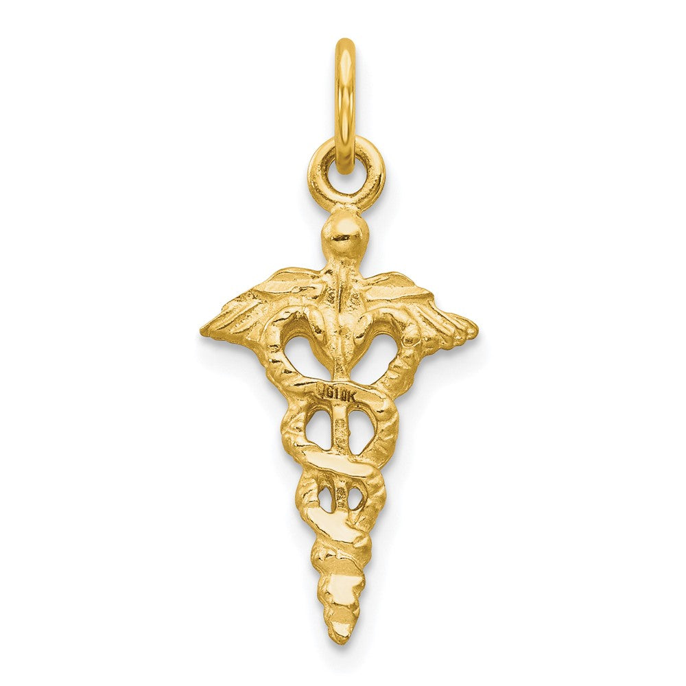 10k Yellow Gold 11 mm Solid Caduceus Charm (0.87 grams)