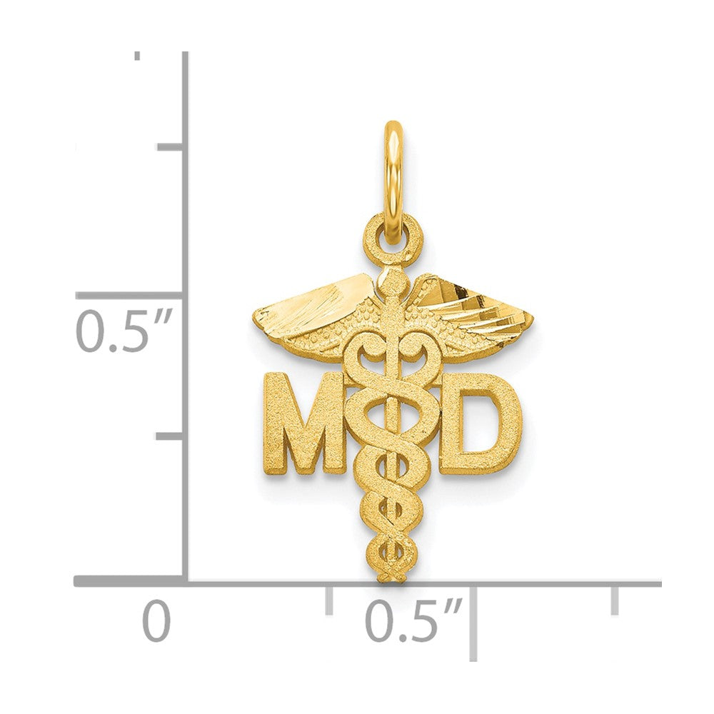 10k Yellow Gold 13 mm Solid Doctor of Medicine MD Charm (0.67 grams)