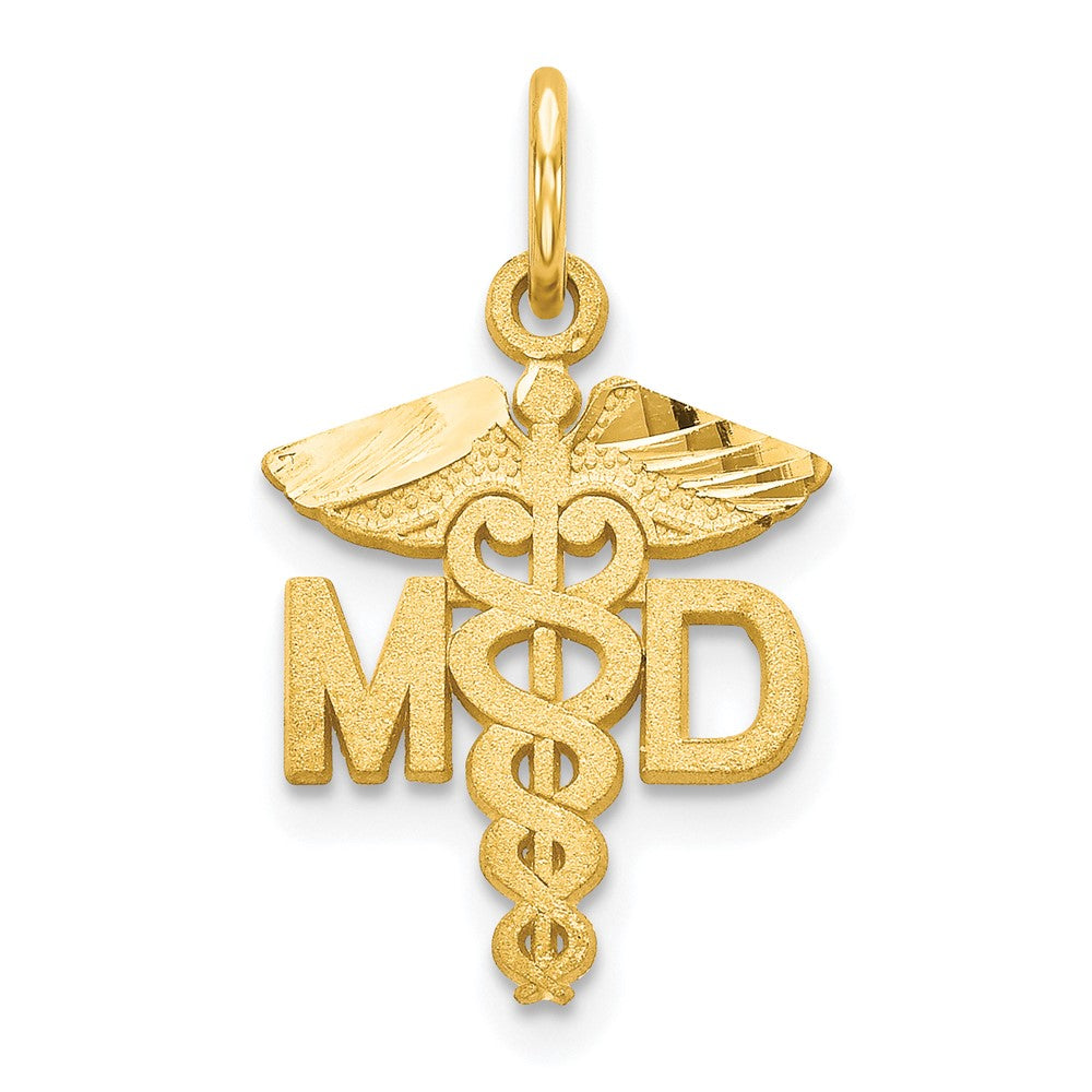 10k Yellow Gold 13 mm Solid Doctor of Medicine MD Charm (0.67 grams)