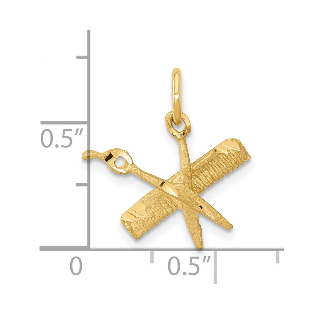 10k Yellow Gold 14 mm Comb and Scissors Charm (0.63 grams)