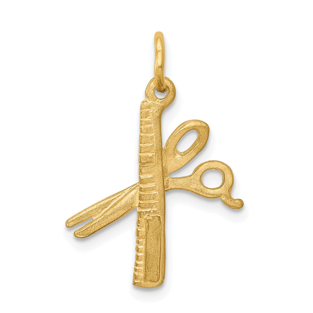 10k Yellow Gold 21 mm Comb and Scissors Charm (0.93 grams)