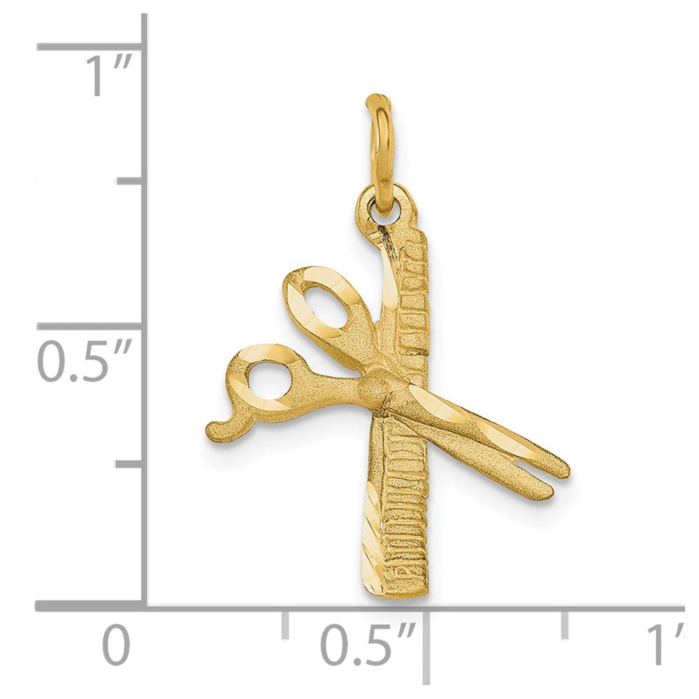 10k Yellow Gold 21 mm Comb and Scissors Charm (0.93 grams)