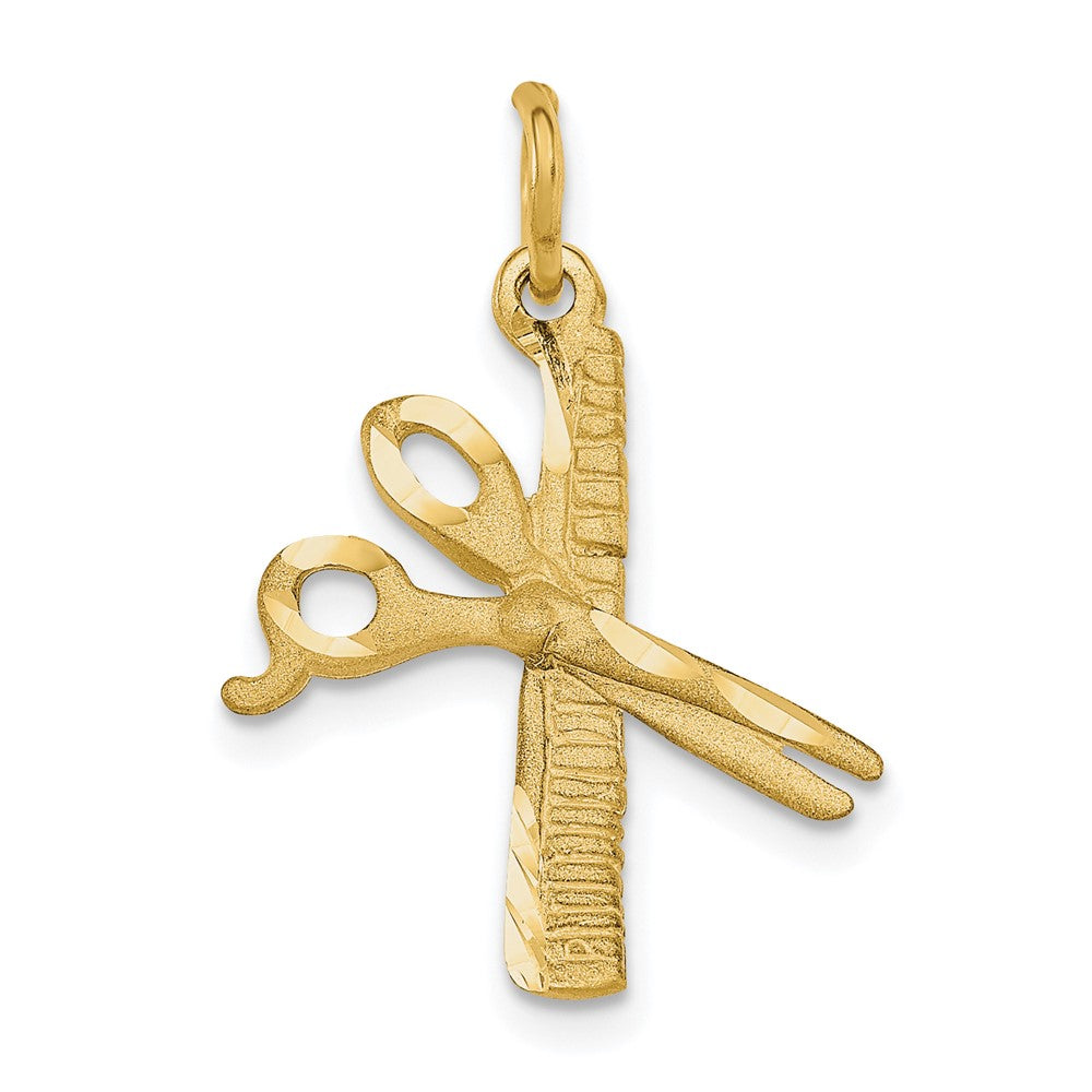 10k Yellow Gold 21 mm Comb and Scissors Charm (0.93 grams)