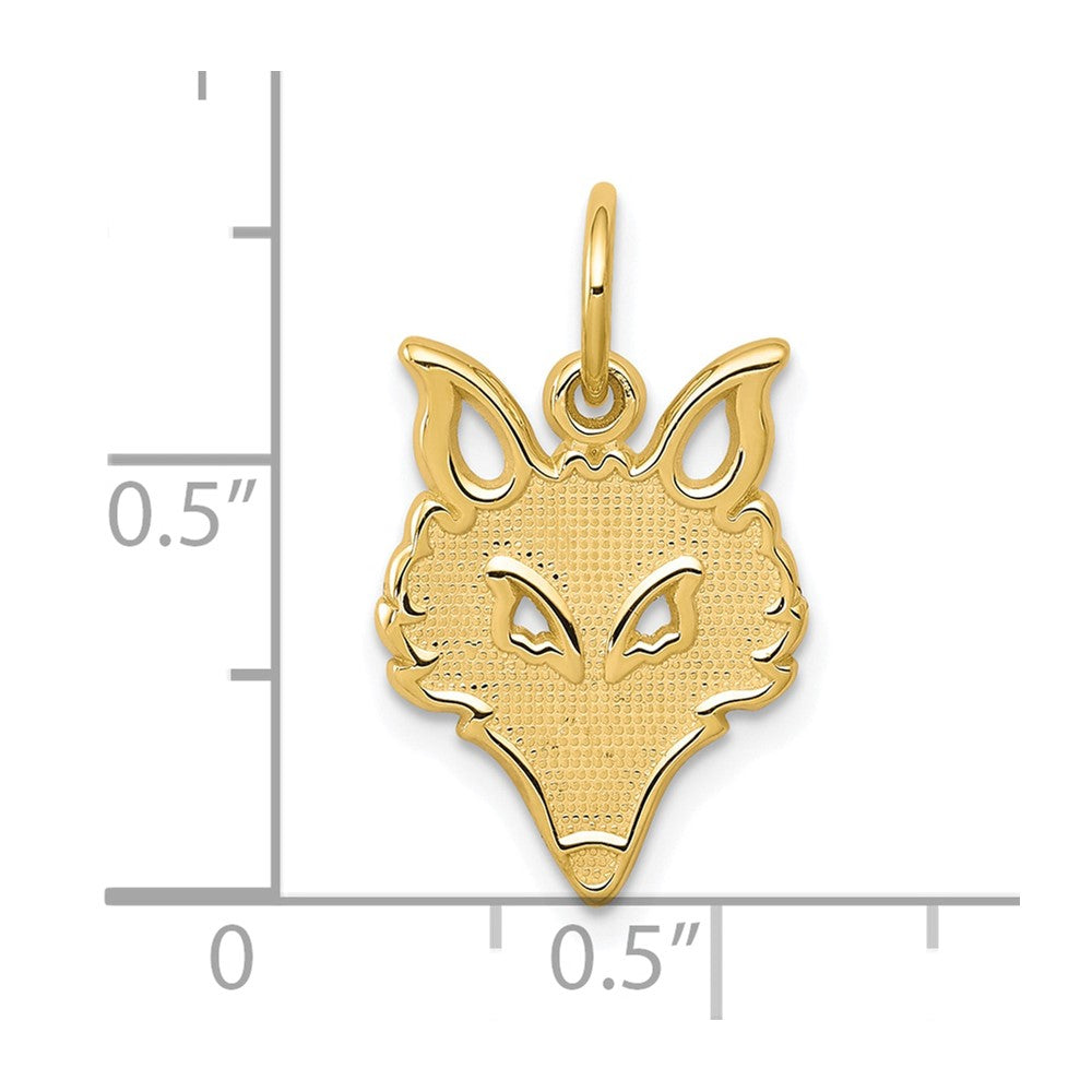 10k Yellow Gold 11 mm Solid Flat Back Small Fox Head Charm (0.83 grams)