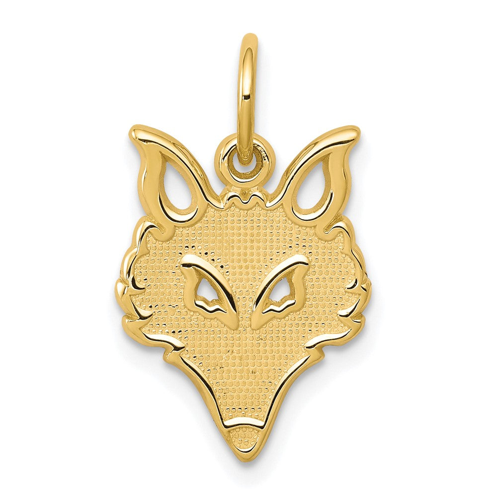 10k Yellow Gold 11 mm Solid Flat Back Small Fox Head Charm (0.83 grams)