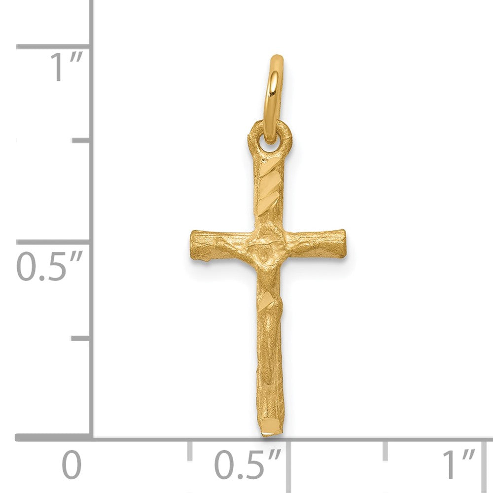 10k Yellow Gold 11 mm Solid Satin Polished Cross Charm (0.81 grams)