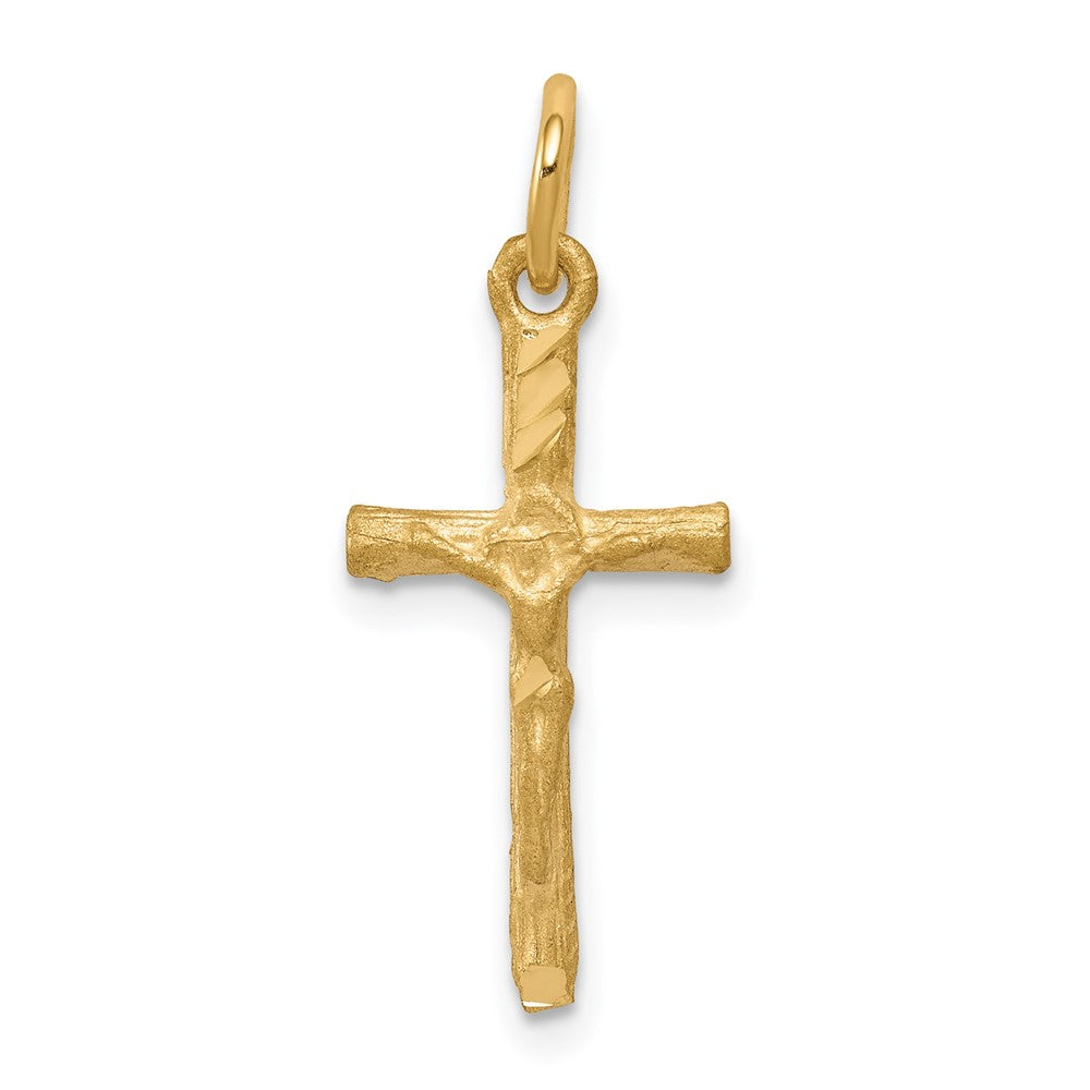 10k Yellow Gold 11 mm Solid Satin Polished Cross Charm (0.81 grams)