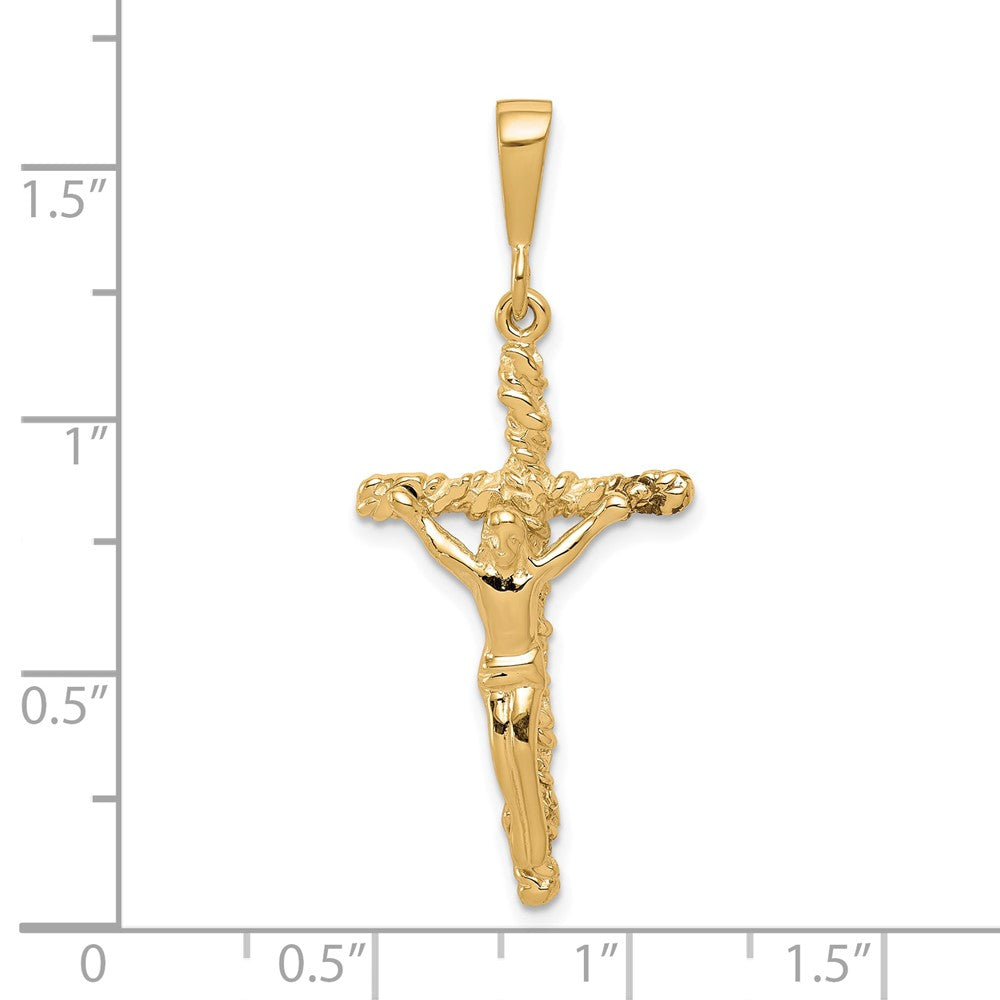 10k Yellow Gold 16 mm Solid Polished Jesus Crucifix Pendant (1.91 grams)