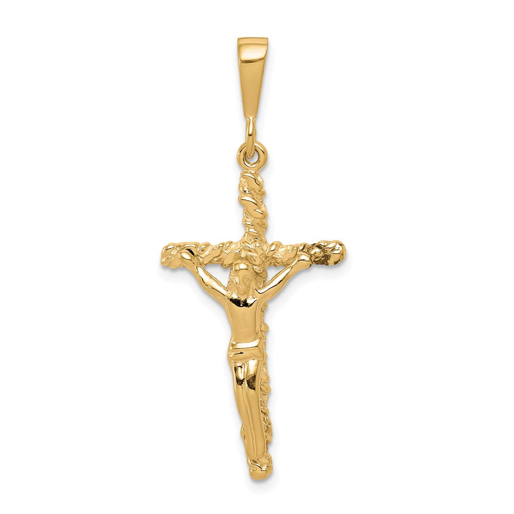 10k Yellow Gold 16 mm Solid Polished Jesus Crucifix Pendant (1.91 grams)