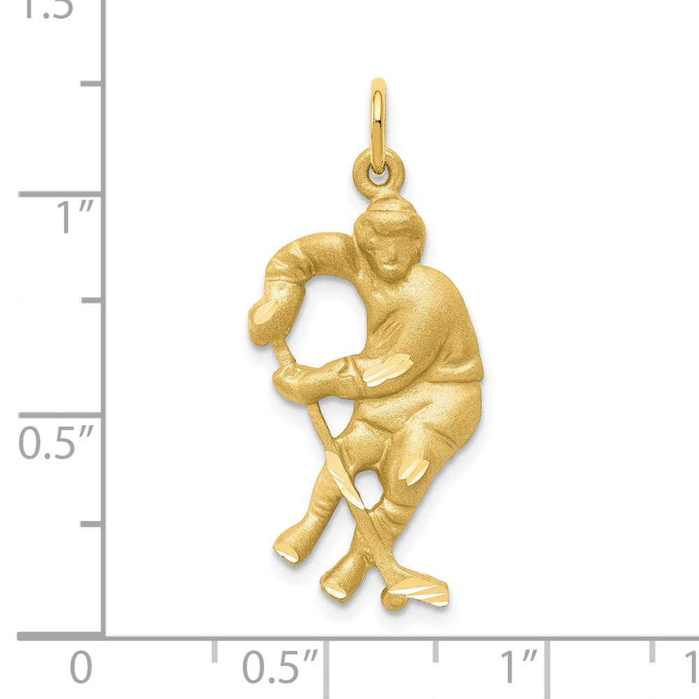 10k Yellow Gold 11 mm Hockey Player Charm (1.92 grams)