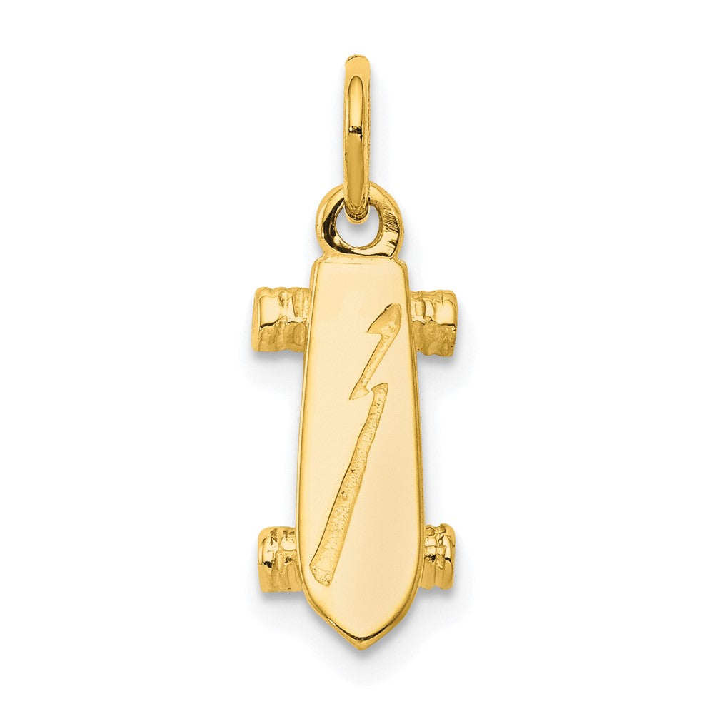 10k Yellow Gold 8 mm Solid 3-D Skateboard Charm (0.97 grams)