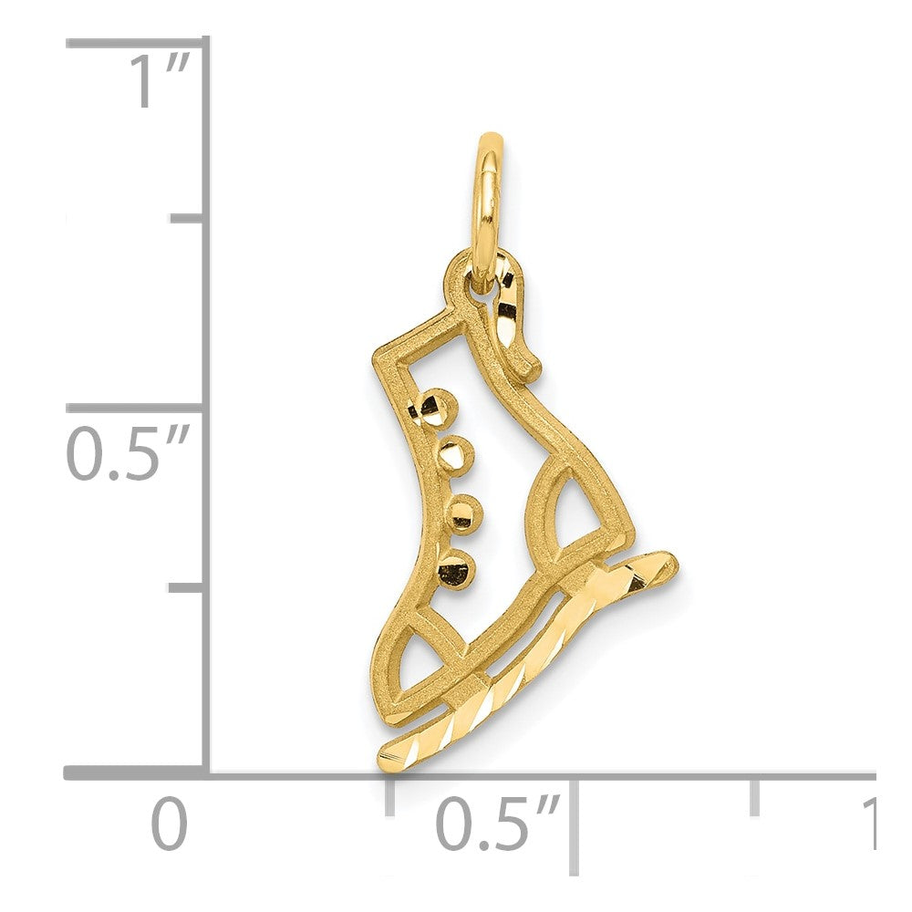 10k Yellow Gold 11 mm Diamond-cut Ice Skate Charm (0.59 grams)