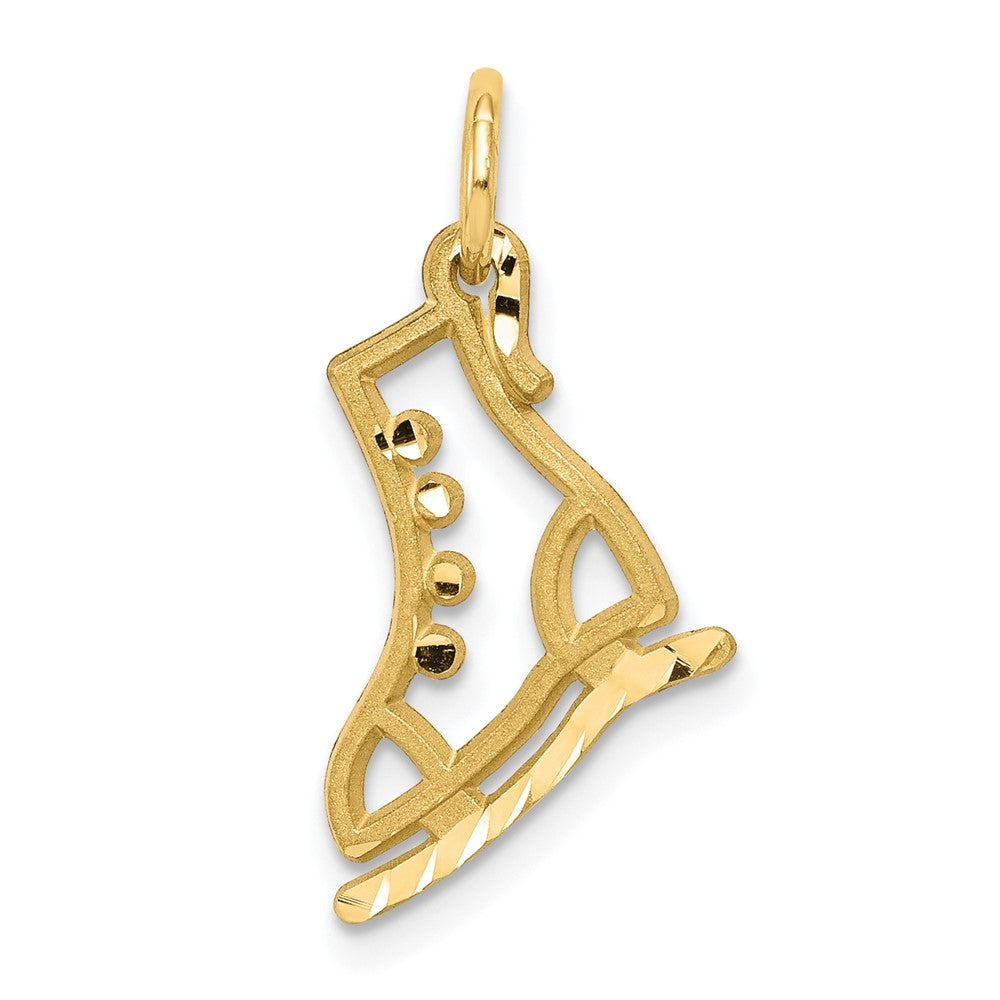 10k Yellow Gold 11 mm Diamond-cut Ice Skate Charm (0.59 grams)