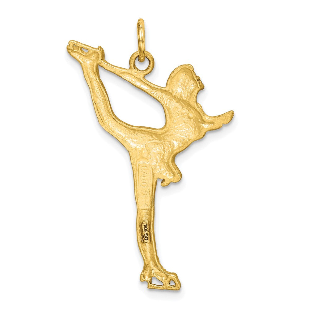 10k Yellow Gold 21 mm Solid Diamond-cut Figure Skater Charm (1.9 grams)