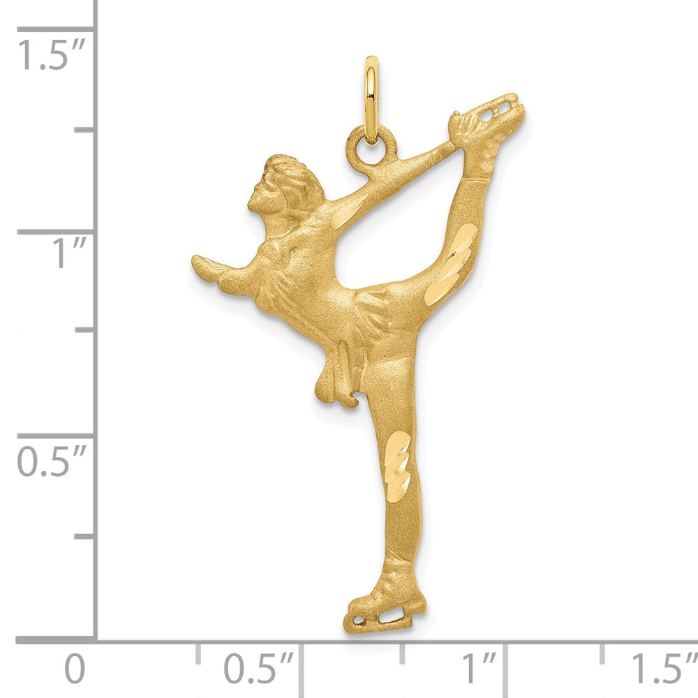 10k Yellow Gold 21 mm Solid Diamond-cut Figure Skater Charm (1.9 grams)