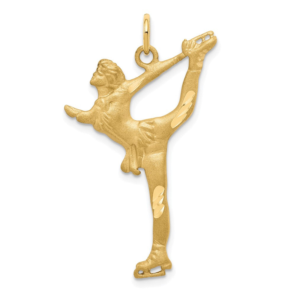 10k Yellow Gold 21 mm Solid Diamond-cut Figure Skater Charm (1.9 grams)