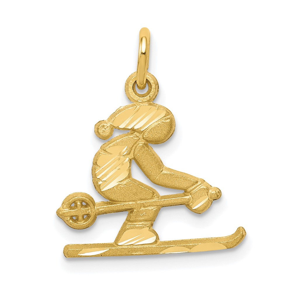 10k Yellow Gold 16 mm Diamond-cut Skier Charm (0.85 grams)