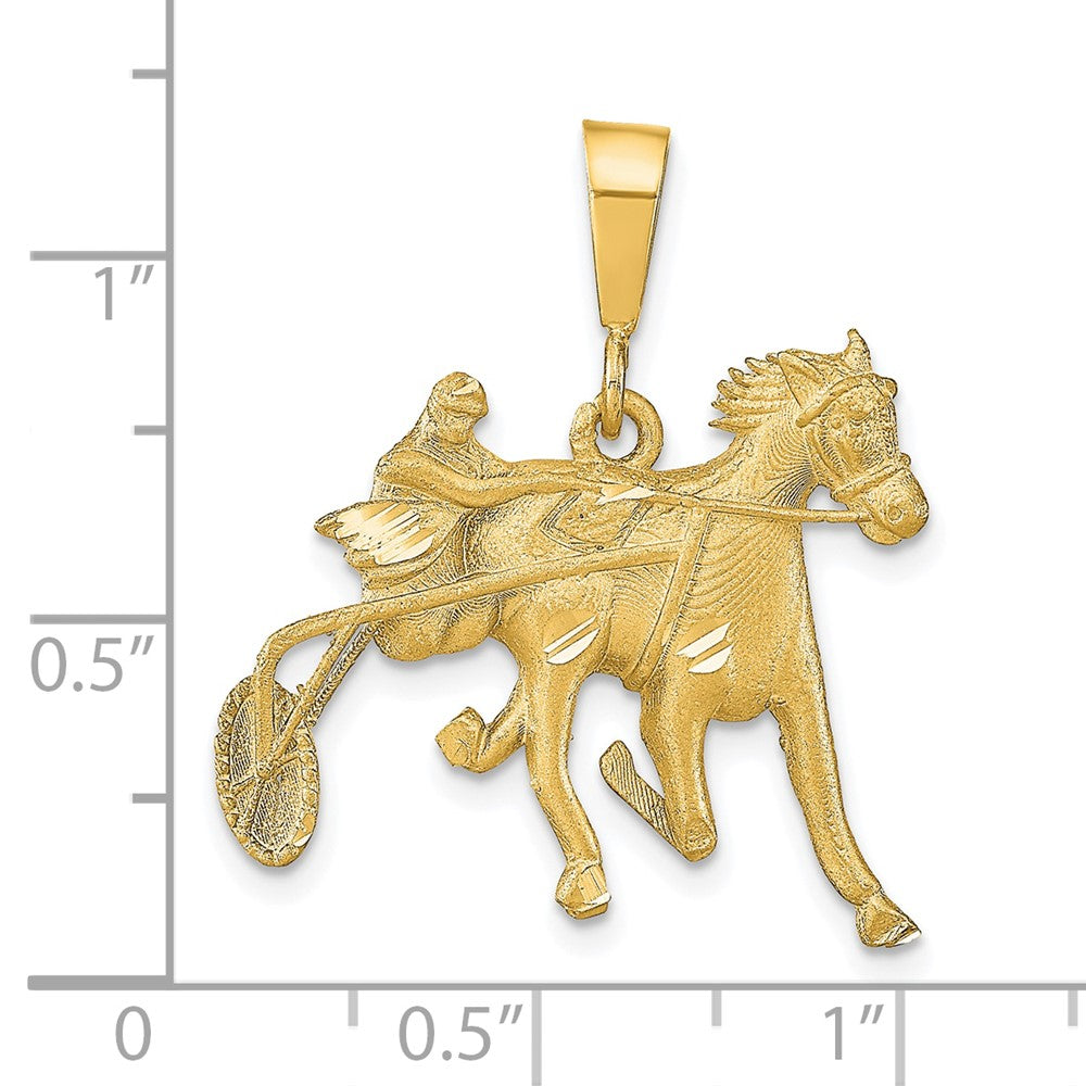 10k Yellow Gold 26 mm Horse Racing Charm (2.89 grams)