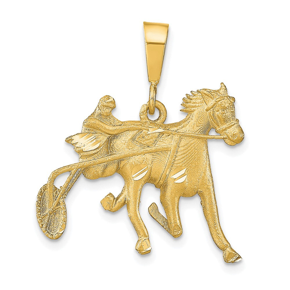 10k Yellow Gold 26 mm Horse Racing Charm (2.89 grams)