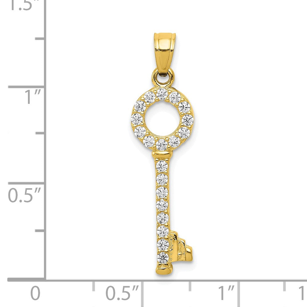 10k Yellow Gold 10 mm CZ Cubic Zirconia Key Pendant (1.11 grams)