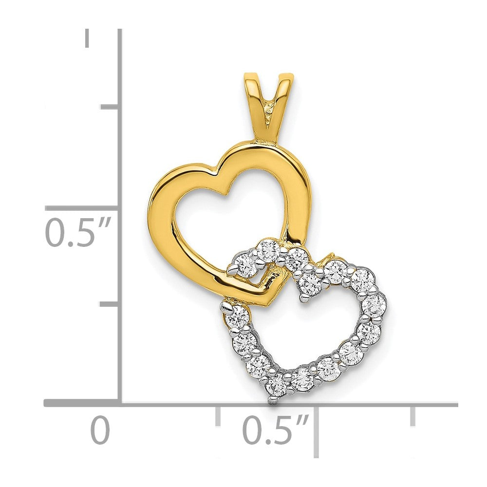 10k Yellow Gold 15 mm CZ Cubic Zirconia Heart Pendant