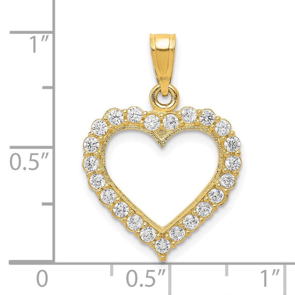10k Yellow Gold 25 mm CZ Cubic Zirconia Heart Pendant
