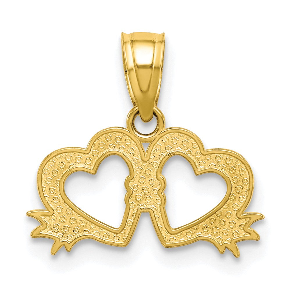 10k Yellow Gold 15 mm Double Heart Charm (0.43 grams)