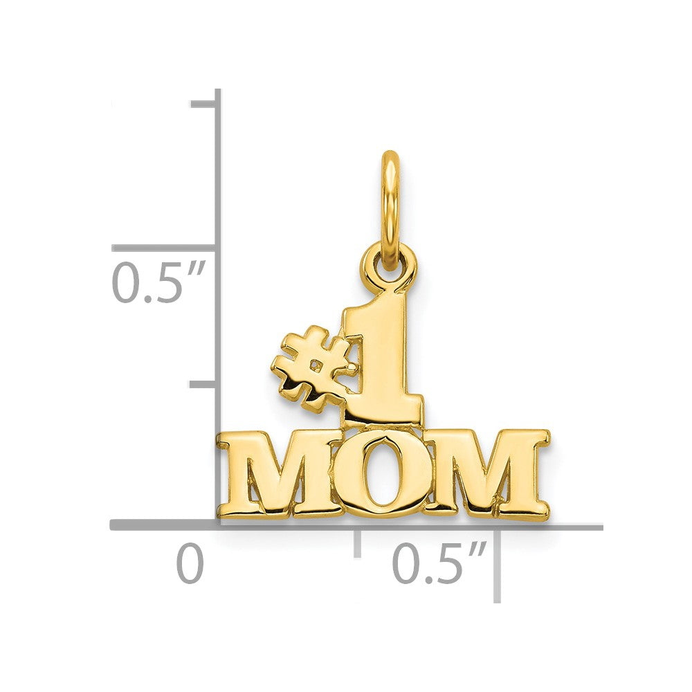 10k Yellow Gold 16 mm #1 MOM Charm (0.85 grams)