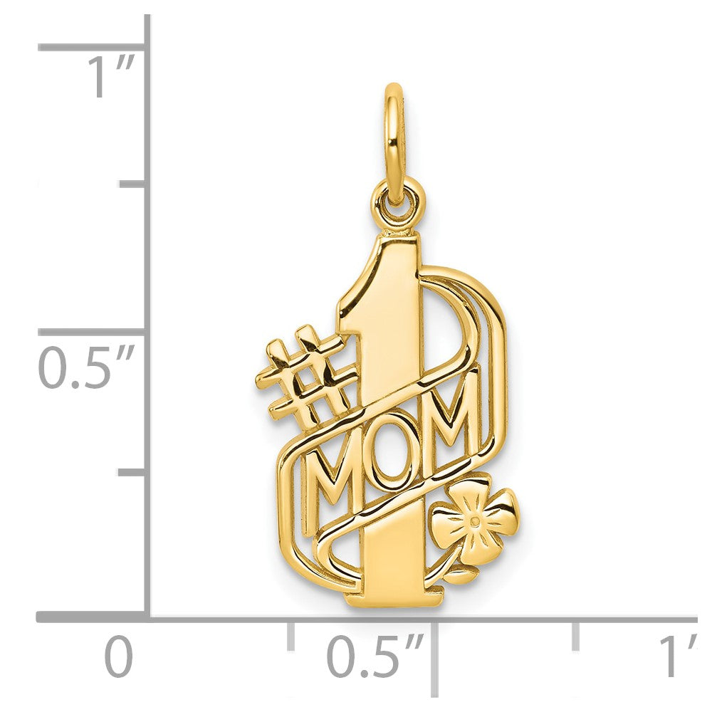 10k Yellow Gold 21 mm #1 MOM Charm (1.03 grams)