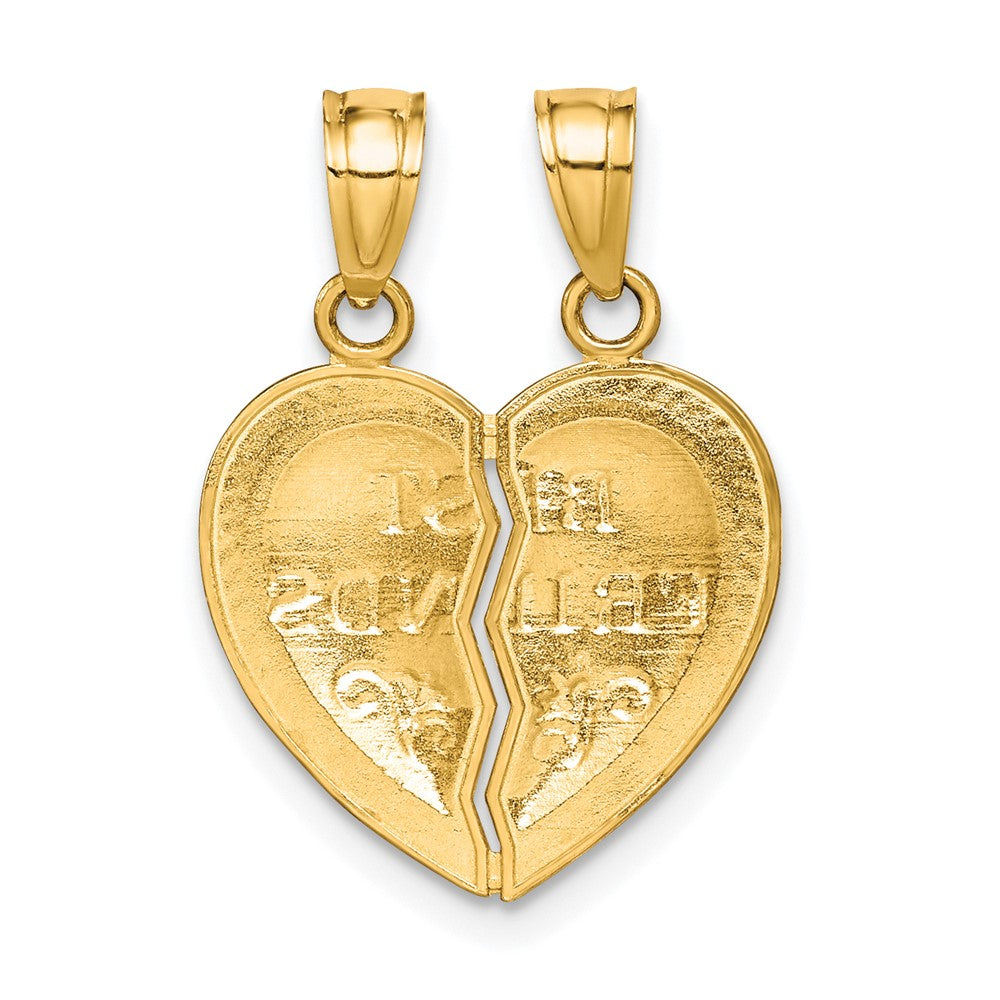 10k Yellow Gold 16 mm BEST FRIENDS Break-A-Part Heart Pendant (1.04 grams)