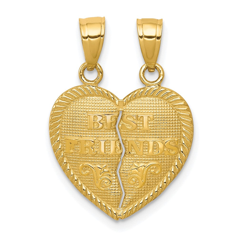 10k Yellow Gold 16 mm BEST FRIENDS Break-A-Part Heart Pendant (1.04 grams)