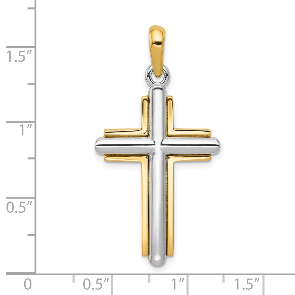 10k Two-tone 20 mm Cross Pendant (4.69 grams)