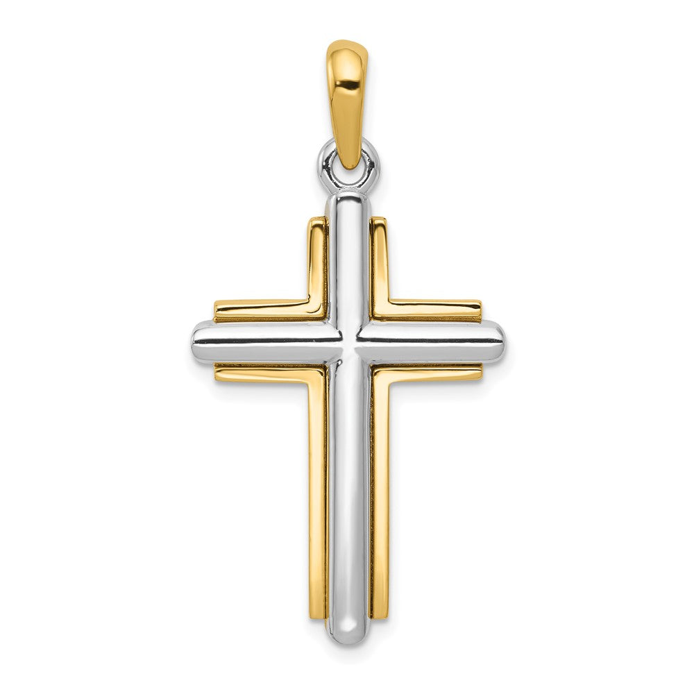 10k Two-tone 20 mm Cross Pendant